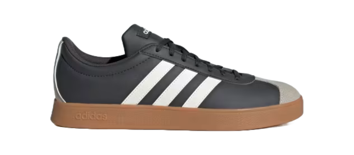 Adidas Men's VL Court Sneakers, Carbon / Core White / Beige, JS4115